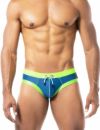 PUMP パンプ メンズ水着 ビキニ WATER BRIEF （ブルー/グリーン） ビキニパンツ ブーメラン 競パン 男性水着 スイムウェア