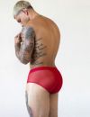 C-IN2 前開き ブリーフ ビキニ SHEER Fly Front Brief （ローワンレッド） シースルー メッシュ CIN2 シーインツー メンズ下着 インナー 男性 パンツ アンダーウェア ブランド