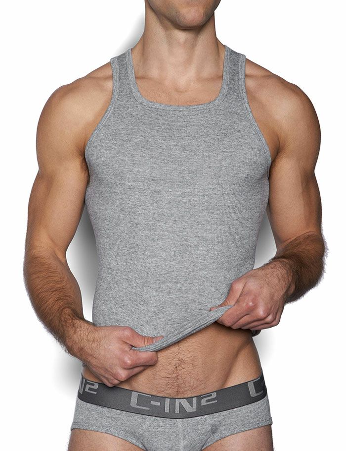 C-IN2 タンクトップ LAYERS CLASSIC RIBBED FITTED TANK （グレー） CIN2 シーインツー メンズ下着 インナー 男性 アンダーウェア ブランド