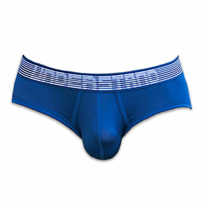 アンダースタンド ストロボ ローライズブリーフ ネイビーブルー×プレインホワイトの平置き