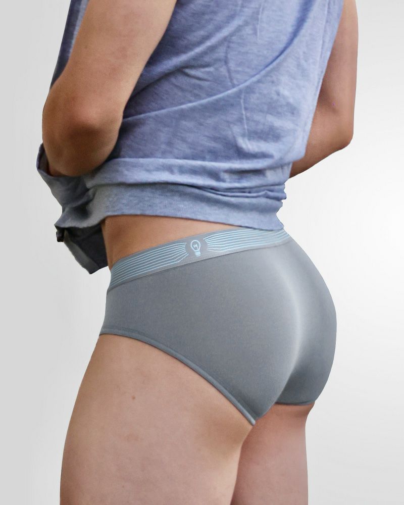 アンダースタンド ストロボ ローライズブリーフ クラウドグレー×ライトブルー